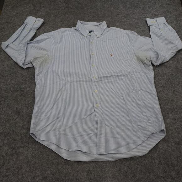 Vintage Polo Ralph Lauren Button Up Shirt Mens 16.5 34 Blue Regular Fit Striped - Picture 2 of 13
